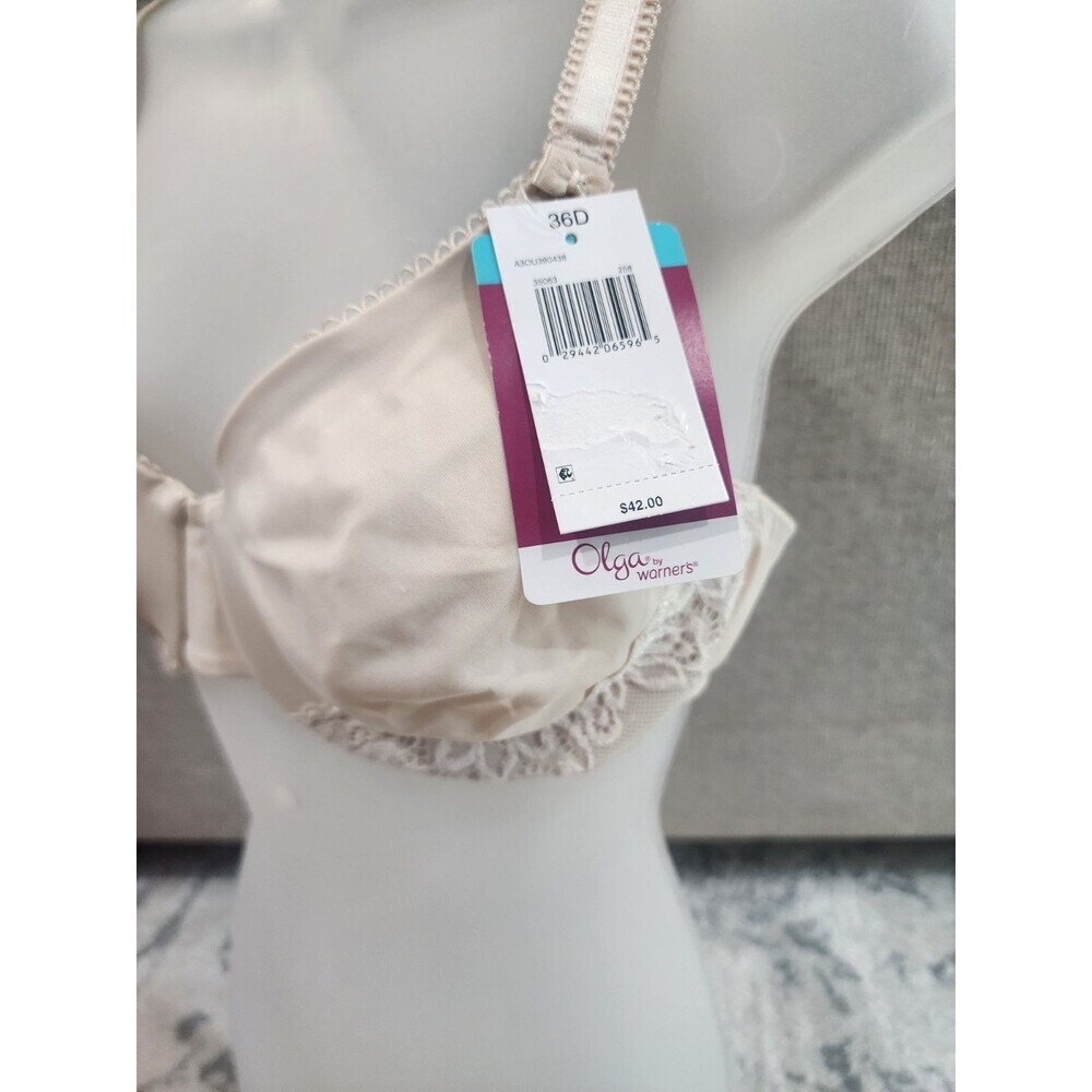 OLGA by Warners Luxury Lift Full Figure Full Coverage Bra 36D Nude 35063 - Picture 2 of 6